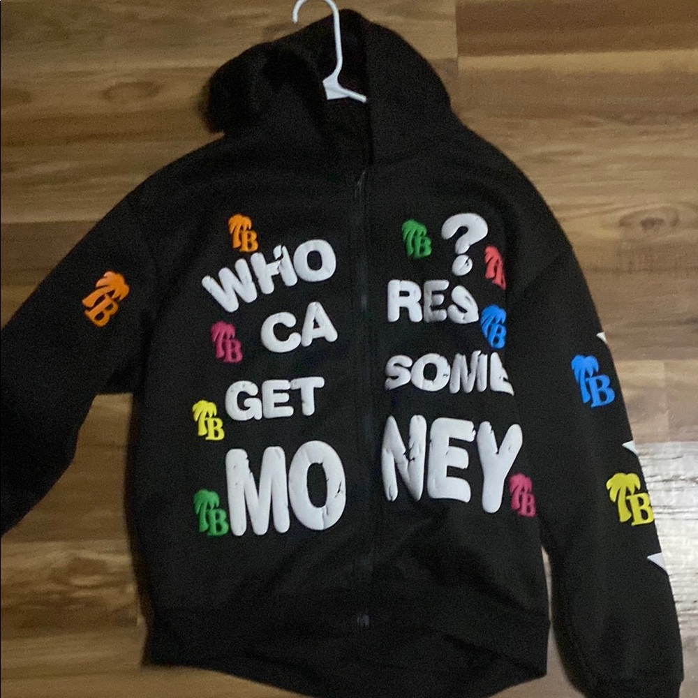 SHEIN Black Graphic Hoodie Jacket
